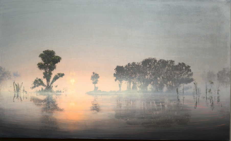Stephen HANNOCK, Flooded River at Dawn (Mass MoCA #245)
2016-2019, polished oil on canvas