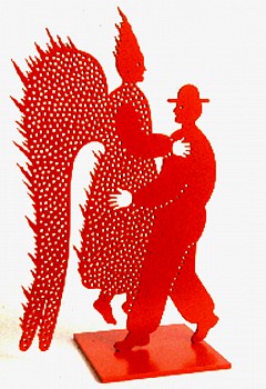 bruskin jacob with angel small 1995 enamel on steel edition of