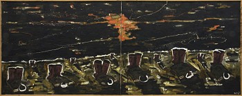 buttner bathing russans 1984 oil on linen 75 x 189 in