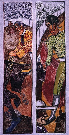 Red GROOMS, Banderillas, Muerte, Capa, Muleta I/II
1989, color monotype